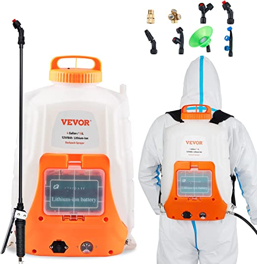 VEVOR Battery Powered Backpack Sprayer, 0-90 PSI Adjustable Pressure