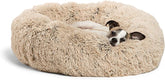 Best Friends by Sheri The Original Calming Donut Cat and Dog Bed in Shag Fur Taupe, Small 23x23