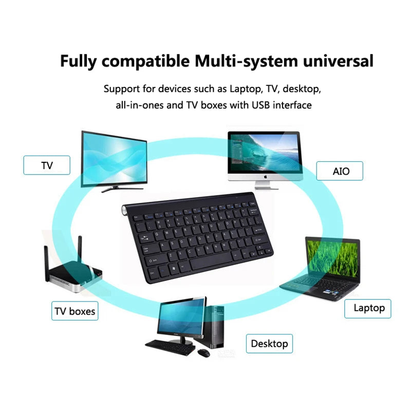 2.4G Wireless Keyboard and Mouse Combo Mini Korean Russian Spanish Hebrew Arabic Keyboard Mouse Set For Notebook Laptop Mac