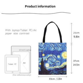 Van Gogh Series Canvas Bag Oil Painting Starry Night Sunflower Apricot Flower Coffee Holder Handbag Lightweight Shoulder Bag