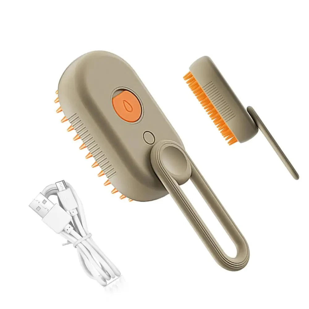 Steamy Dog Brush Electric Spray Cat Hair Brush 3 In1 Dog Steamer Brush For Massage Pet Grooming Removing Tangled And Loose Hair