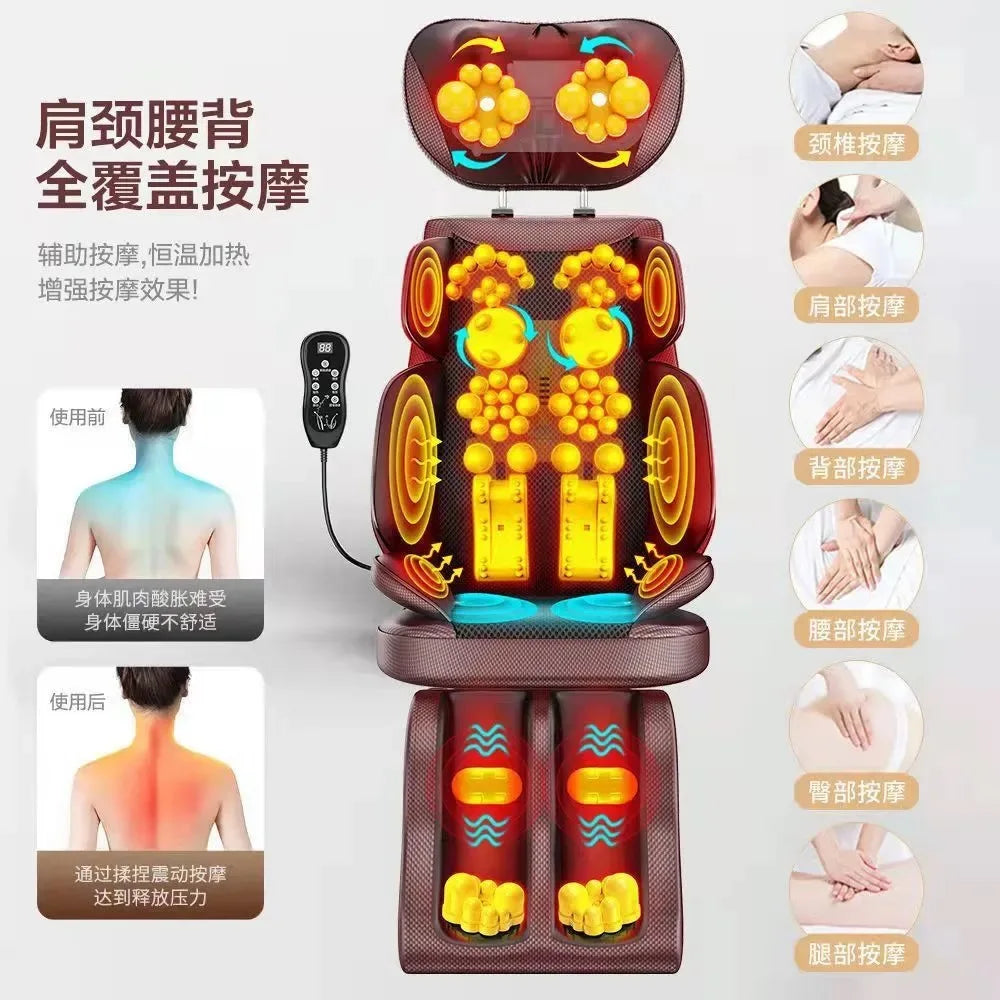 Cervical Vertebra Massager Instrument Neck Waist Back Shoulder Multifunctional Whole Body Vibration Massage Chair Cushion Knead