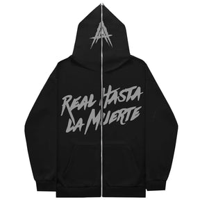 AA Real Hasta La Muerte Full Face Zipper Men's Hoodies Sweatshirt Unisex Inner Fleece Women‘s Streetwear Tops Coat