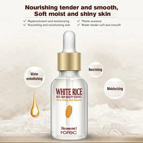 White Rice Face Serum Shrink Pores Brightening Whitening Cream Anti Aging Lines and Wrinkles for Glowing Skin Firm Care Essence