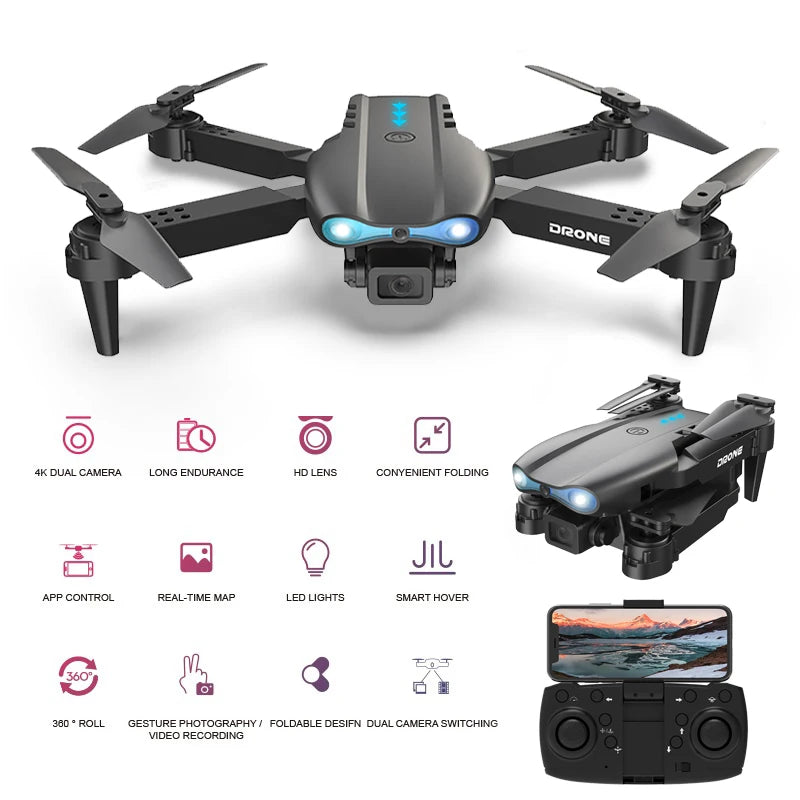 2024 E99 Drone 360° Laser Obstacle Avoidance Brushless Motor 4K HD Dual Camera GPS Return Parking Apron RC Quadcopter Drone Toys