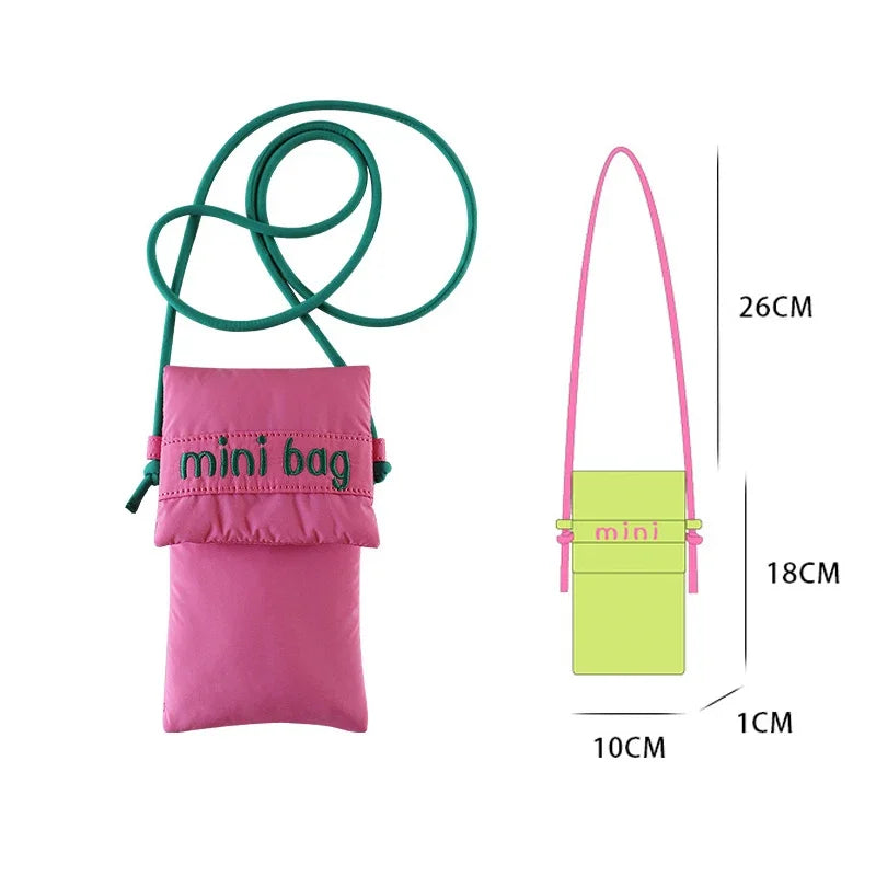 New Fashion Cute Phone Bag Simple Green Rose Red Shoulder Bag Crossbody Bag Girls Fabric Small Bag Storage Bag Purse Card Holder