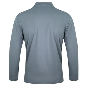 Men's Polo Shirt-Spring and Autumn Casual Business Buckle Henry Collar Long sleeve, Comfortable Style, Breathable