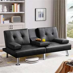 Sofa Bed Adjustmentsofa Double-sided Doublesofa Folding Sofa Bed Guestbed,cupholder,Bed Modern Artificial Leather Lounge Chair