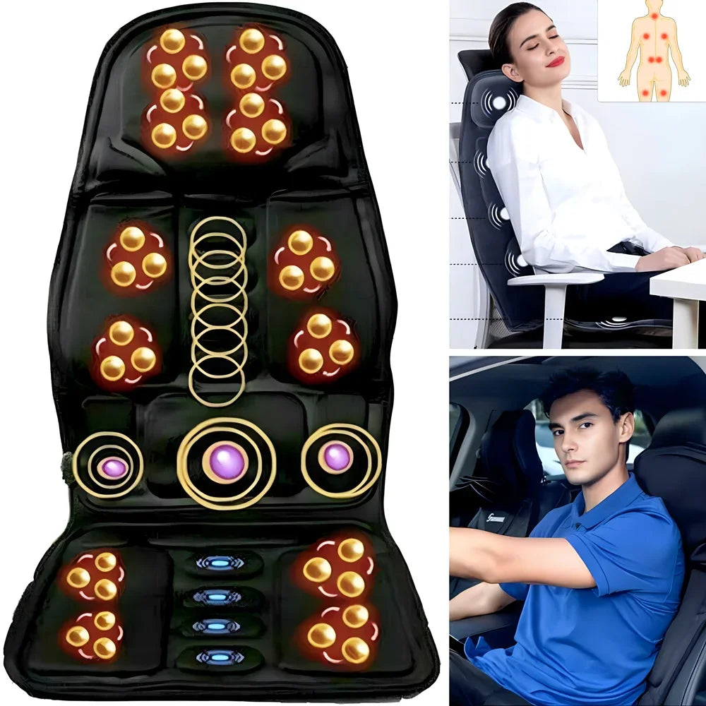 Electric Portable Heating Vibrating Back Massager Chair In Cussion Car Home Office Lumbar Neck Mattress Pain Relief Mat