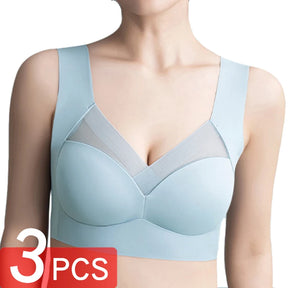 3 Pcs Sexy Seamless Plus Size Bra Push Up Sports Brassiere Women's Lace Underwear Wireless Yoga Top  Woman No Steel Ring Bras