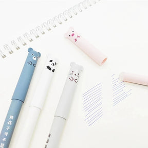 12PCS Cute Cartoon Bear Shape can Erase Neutral Pen, Writing Smooth and Not Easy to Break Ink, With Eraser, Easy to Erase