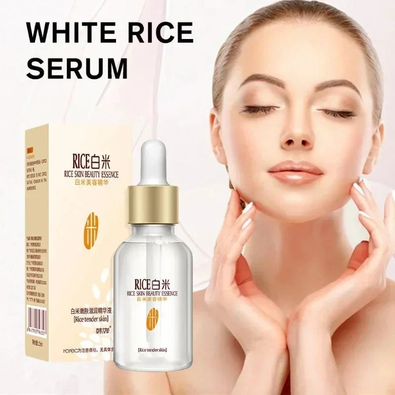 White Rice Face Serum Shrink Pores Brightening Whitening Cream Anti Aging Lines and Wrinkles for Glowing Skin Firm Care Essence