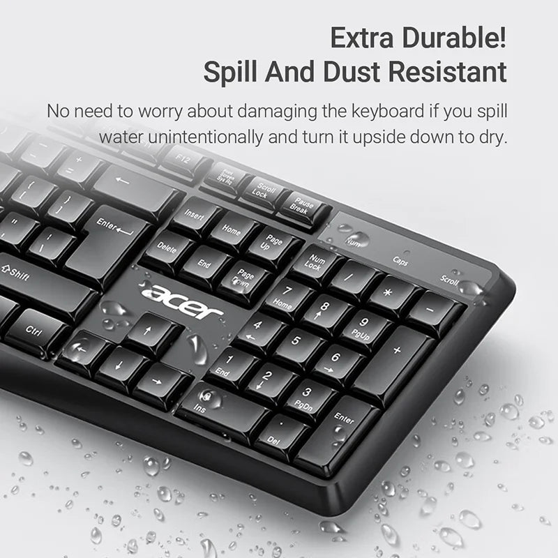 2.4G Wireless Keyboard and Mouse Combo Ergonomic Office Full-Size Slim USB Keyboard & Mouse Set for Computer Tablet Laptop PC