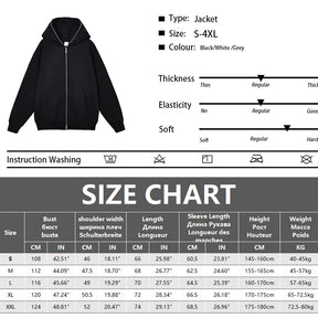 Harajuku Jacket Sweatshirts Men Zip Up Hoodies Jacket Retro Long Sleeve Oversized Black Hooded Sweatshirt Coats