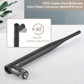 2 x 6dBi 2.4GHz 5GHz Dual Band WiFi RP-SMA Antenna + 2 x 35cm U.fl / IPEX Cable