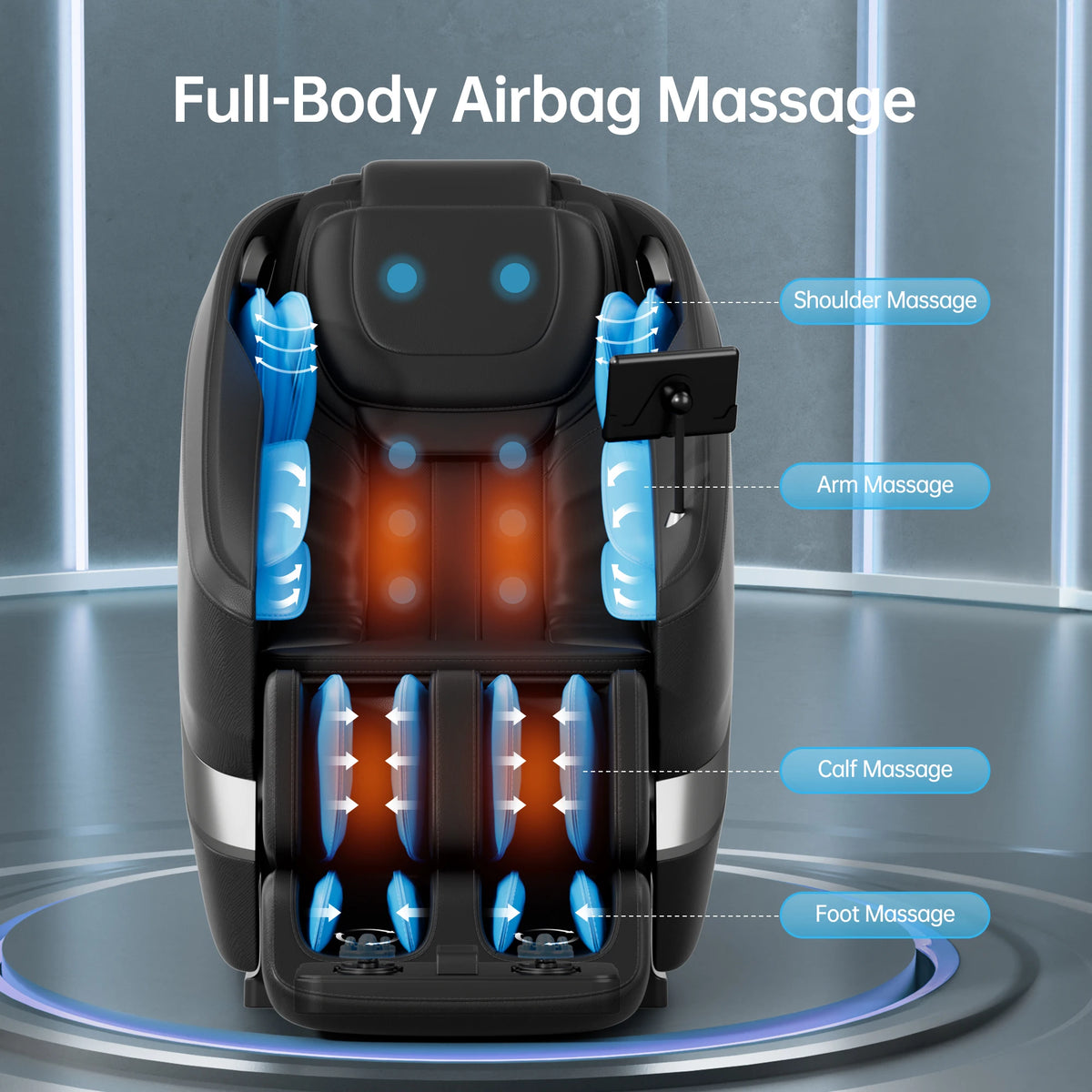 Full BodyMassage Chair Deep Tissue Massage Chair, LCD Touch Screen Back Calf Heating Bluetooth and Zero Gravity Black