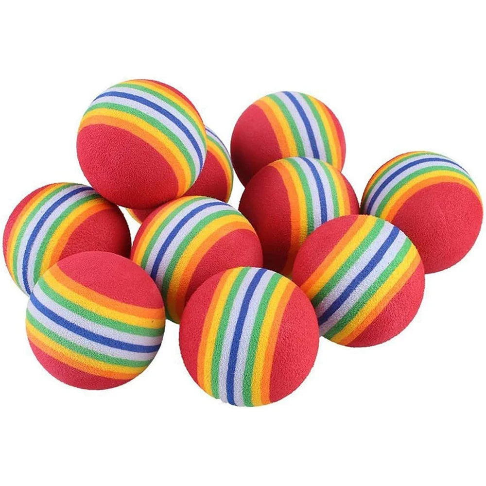 10pcs Cat Toy Balls Interactive for Indoor Cat Red Rainbow Soft EVA Foam Puppies Toy Balls Activity Chase Quiet Play Sponge Ball