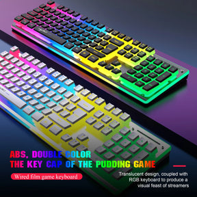 Rechargeable Wireless Pudding Keyboard Mouse Combos Kit 2.4G USB RGB Backlight Keyboard and Gaming Mice Set for Home Office