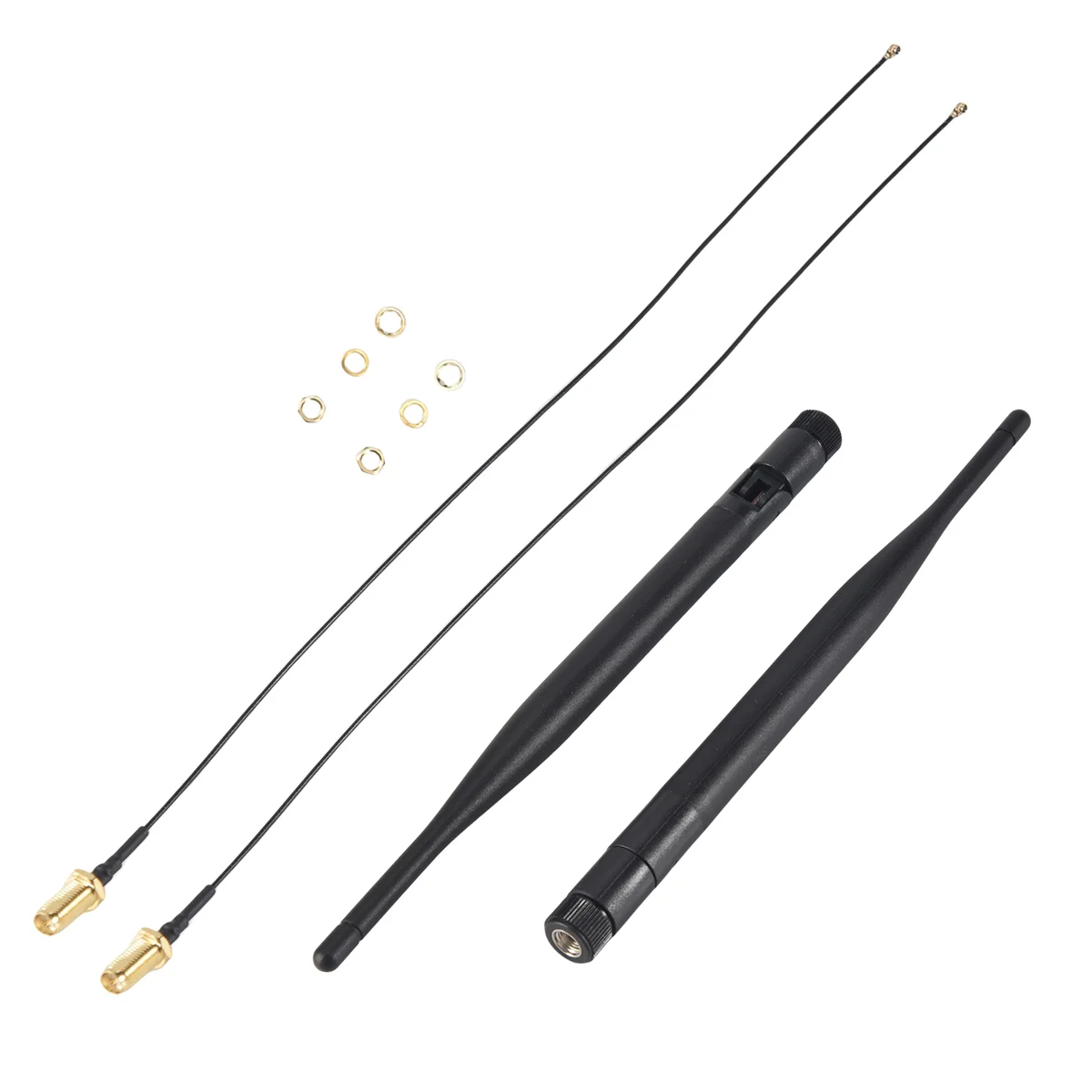 2 x 6dBi 2.4GHz 5GHz Dual Band WiFi RP-SMA Antenna + 2 x 35cm U.fl / IPEX Cable