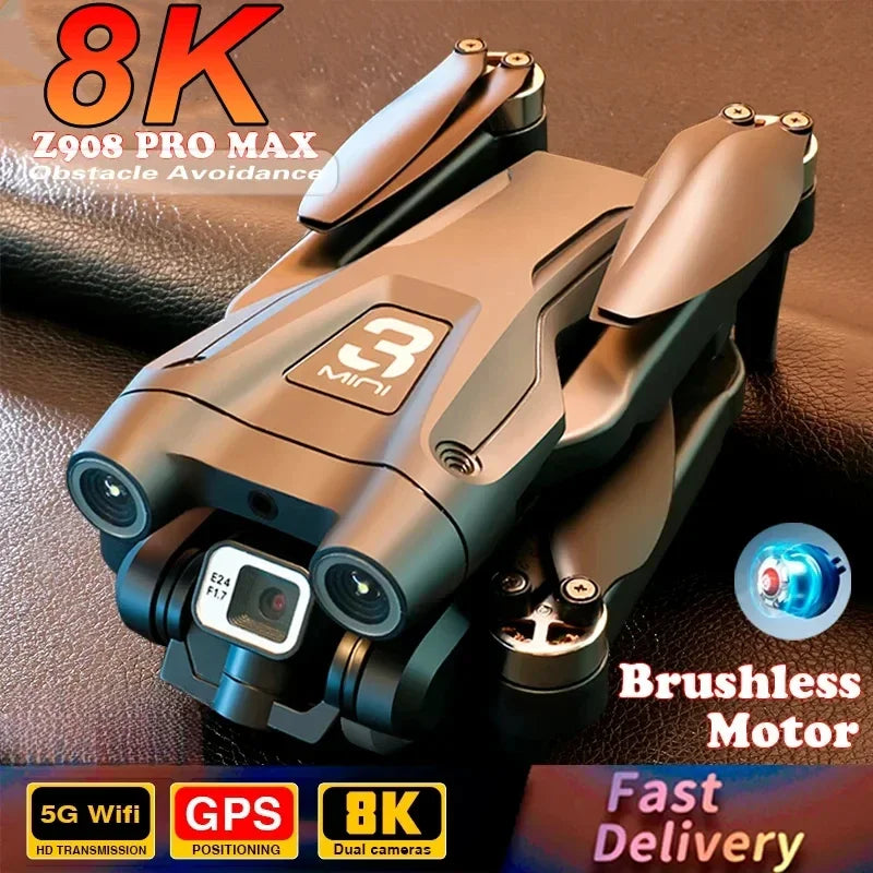 Z908 Pro Drone 8K Profesional HD Dual Camera Brushless Motor FPV Obstacle Avoidance Foldable Quadcopter RC Distance 5000M