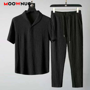 Summer New Men's Casual Sets T-Shirts + Pants  Sportswear Jogger Male Fashion Tracksuits Sweatshirt Hombre Fit MOOWNUC