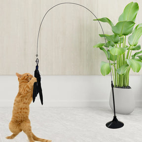 Cat Teaser Indoor Cat Stick Toy Interactive Suction Cup Cat Toy With Removable Feathers, Fun Exercise For Cats And Kittens