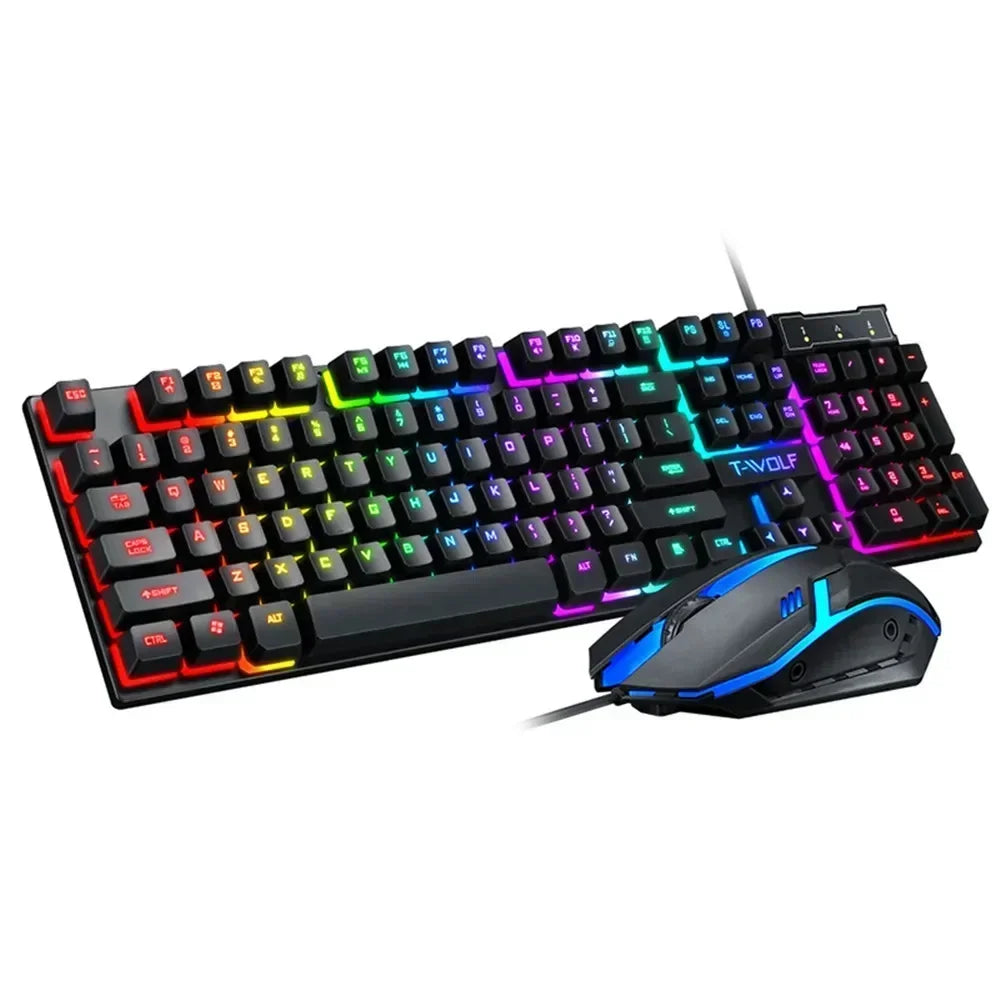 RGB Gaming Keyboard and Mouse Kit Backlit USB Wired Computer Keyboard and Mouse Combo 104 Keycaps for Pc Gamer Laptop