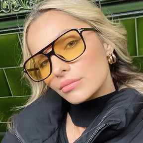 Fashion Vintage Square Sunglasses Woman Brand Retro Small Frame Sun Glasses Female Double Bridges Design Oculos De Sol Feminino