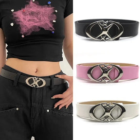 Women Belt Punk Star Buckle Belt Design Cross Metal Vintage Gothic Men Women Y2K Belt Pu Leather Waistband Pants Jeans Lady Belt