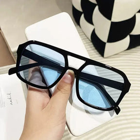 Fashion Vintage Square Sunglasses Woman Brand Retro Small Frame Sun Glasses Female Double Bridges Design Oculos De Sol Feminino