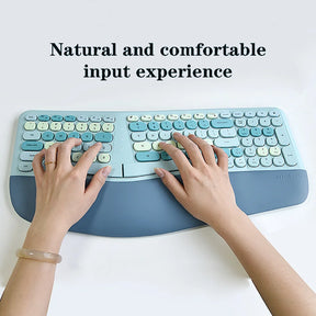 Mofii Ergonomic Keyboard and Mouse Set 2.4G Keyboard Mouse Combos Multi Color Keyboards with Mouse Compatible with Windows