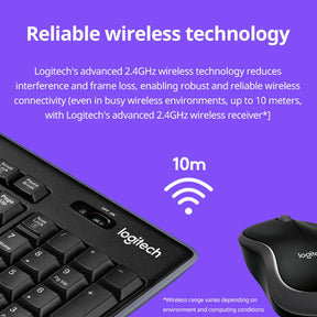 Logitech MK270 Mouse Keyboard Combo Set 2.4G Wireless Optical Mouse with Eight Shortcuts Long-lasting for Desktop Laptop PC