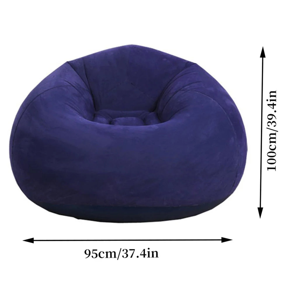 1pc Blue Inflatable Spherica Sofa Flocking Surface Round Sofa Living Room Bedroom Portable Folding Lazy Sofa Chair