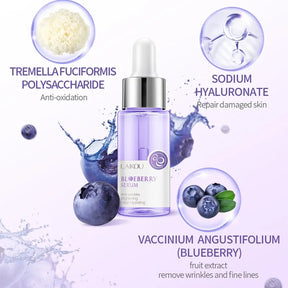 Blueberry Brighting Skin Face Essence Serum Anti Wrinkle Face Serum Shrink Pores Anti-Aging Moisturizing Dry Skin Care 17ml