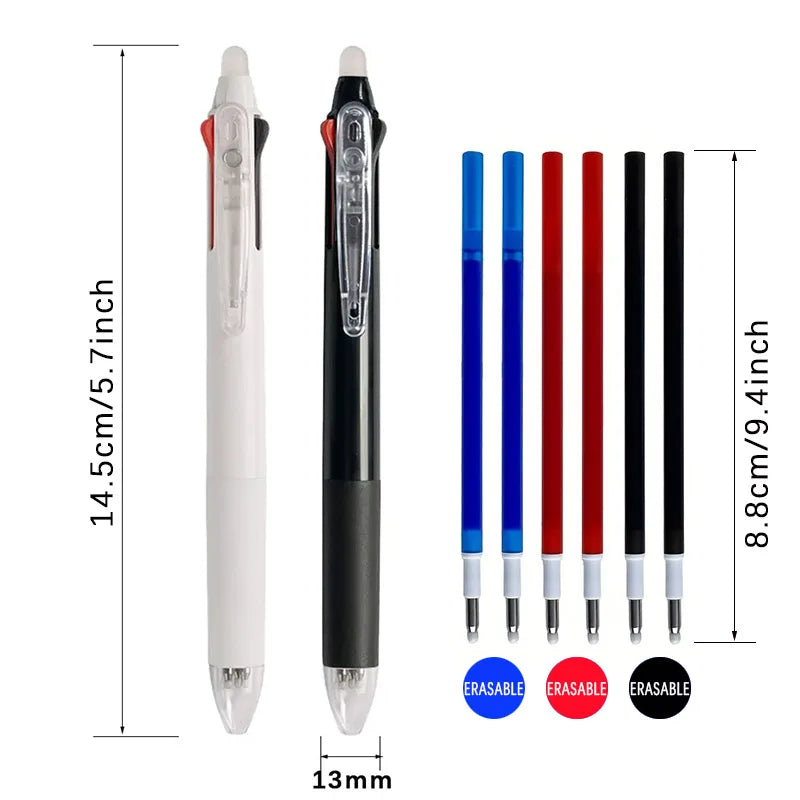 3 in 1 Erasable Gel Pen Set 0.5mm Black Blue Red Refills Multicolor Pen Washable Handle Office School Japanese Kawaii Stationery