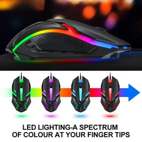 RGB Gaming Keyboard and Mouse Kit Backlit USB Wired Computer Keyboard and Mouse Combo 104 Keycaps for Pc Gamer Laptop