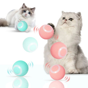 Interactive Cat Toy Ball with LED Light Automatic Self Moving Ball Indoor Active Rolling Toys 360°Rotating Smart Ball