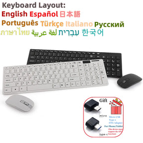 2.4G Wireless Keyboard and Mouse Combo Silent Keyboard Mouse Set Kit Ultra Slim Keyboard with Protective film For Laptop PC