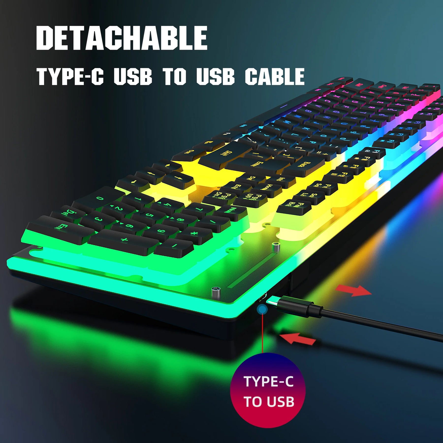 Rechargeable Wireless Pudding Keyboard Mouse Combos Kit 2.4G USB RGB Backlight Keyboard and Gaming Mice Set for Home Office