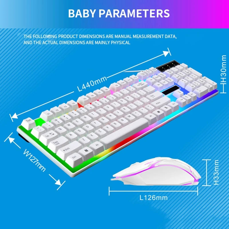 Gamer Keyboard And Mouse Combo Set RGB LED 104-Key Wired Gaming Keyboard Mouse Set for Notebook Laptop Desktop PC Tablet