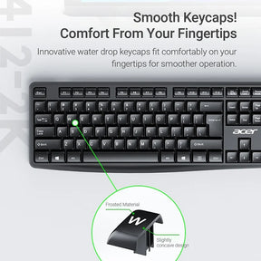 2.4G Wireless Keyboard and Mouse Combo Ergonomic Office Full-Size Slim USB Keyboard & Mouse Set for Computer Tablet Laptop PC