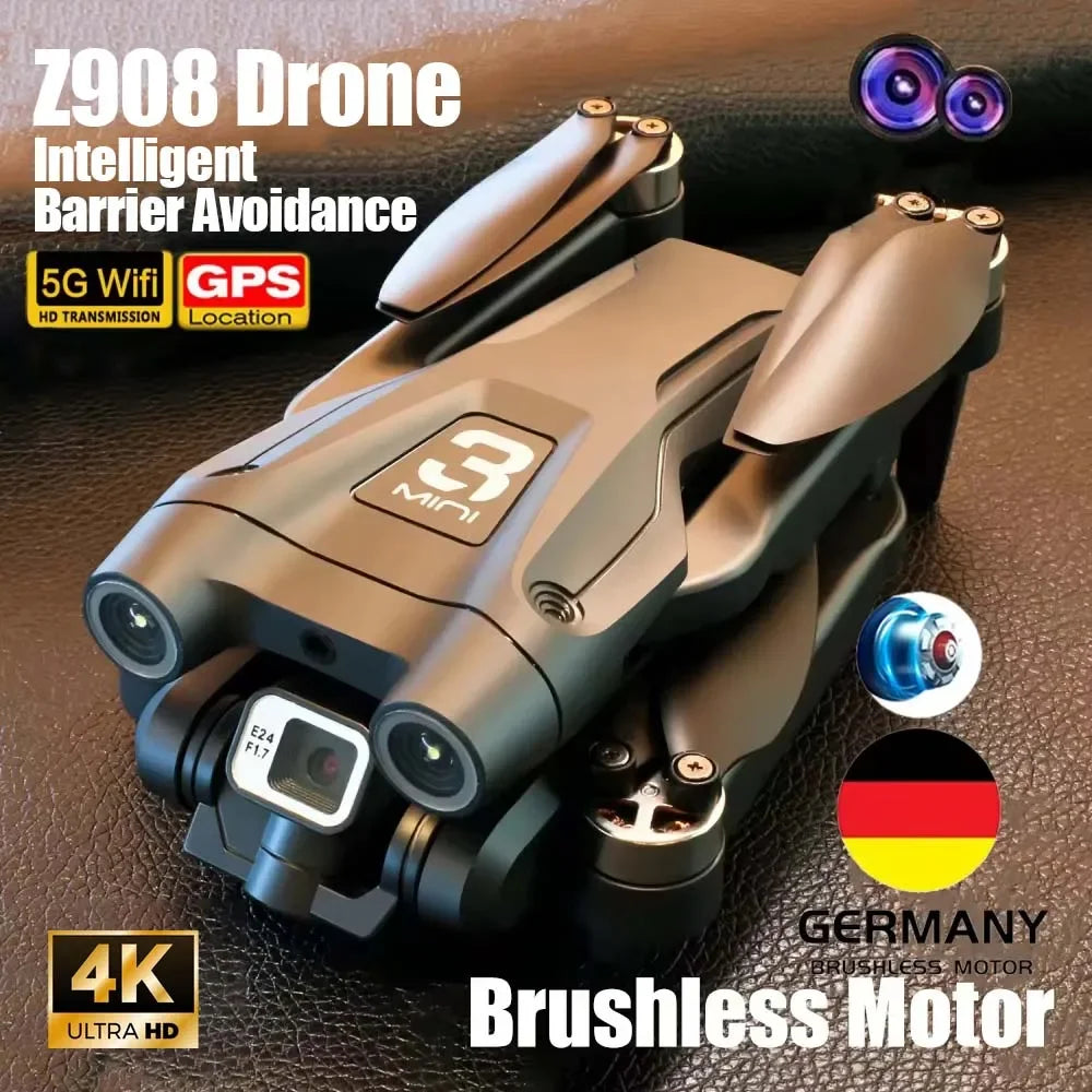 Z908 GPS Drone HD Dual Camera Remote Control Aircraft Intelligent 3 Sides Obstacle Avoidance Professional Brushless Flying Toy