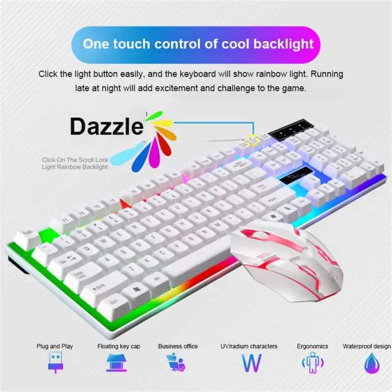 Wired Keyboard Mouse Set G21B-RGB-BA Mechanical Gaming Keyboard And Mouse Combo Wired RGB LED For Computer Laptop Gamer