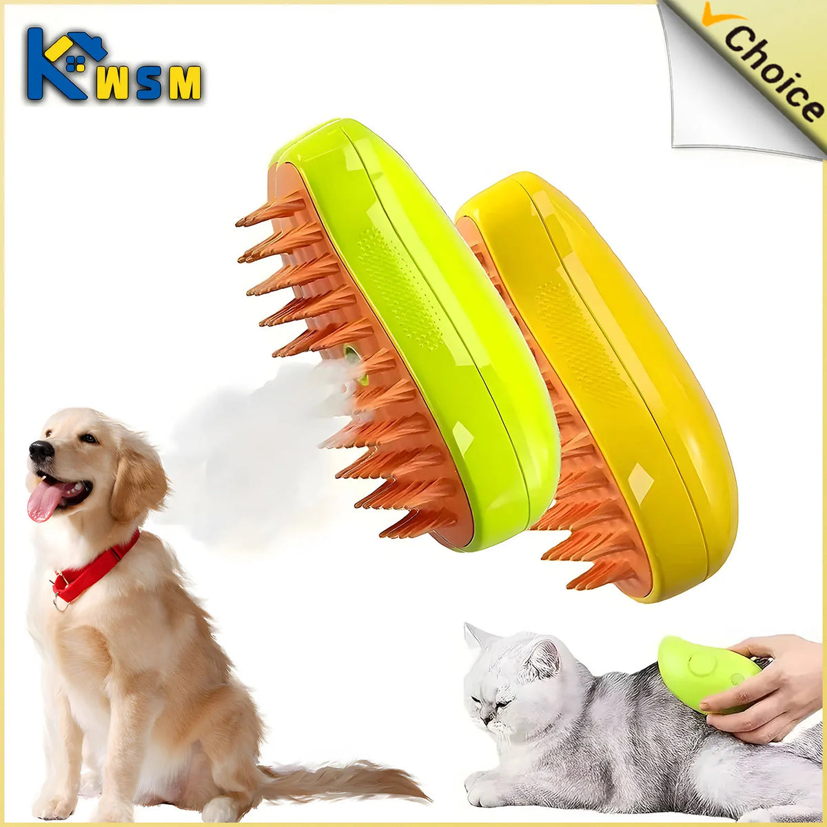 Steamy Dog Brush Electric Spray Cat Hair Brush 3 in1 Dog Steamer Brush for Massage Pet Grooming Removing Tangled and Loose Hair