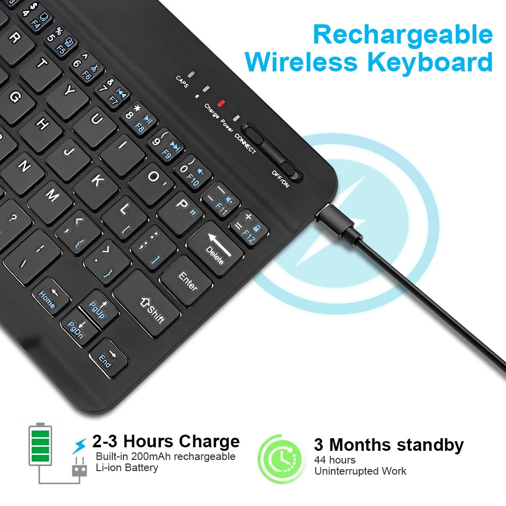 Keyboard Wireless Bluetooth 2.4G Russian/English Keycaps Mouse Combo USB C Receiver For MacBook iPad PC Tablet Rechargeable