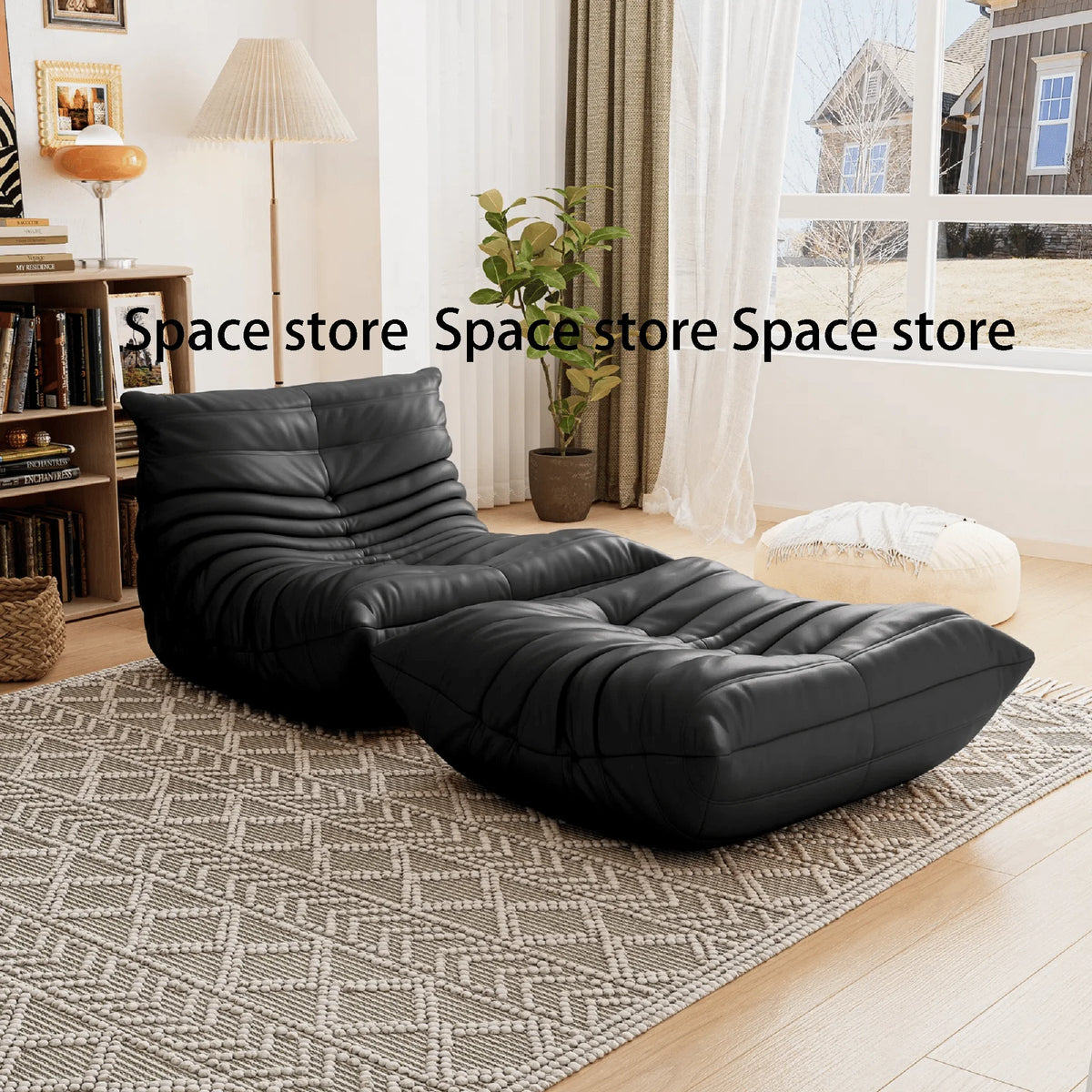 Caterpillar Sofa Living Room Single Bedroom Cloth Art Black Leather Lazy Man Sofa Bedroom Living Room Chair Sofa