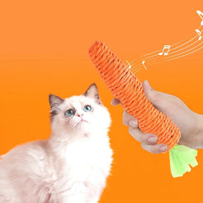 Cat Toy Carrot Sound Pet Products Bite Resistant Paper Rope Scratcher Clean Teeth Interactive Play Cat Carrot Chew Toy for Cat