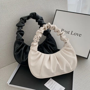 Fashion Pleated Handlebags for Women PU Cloud Bags Leisure Armpit Bag Shopping Shoulder Bags Dumpling Handbag Female Hand Bags