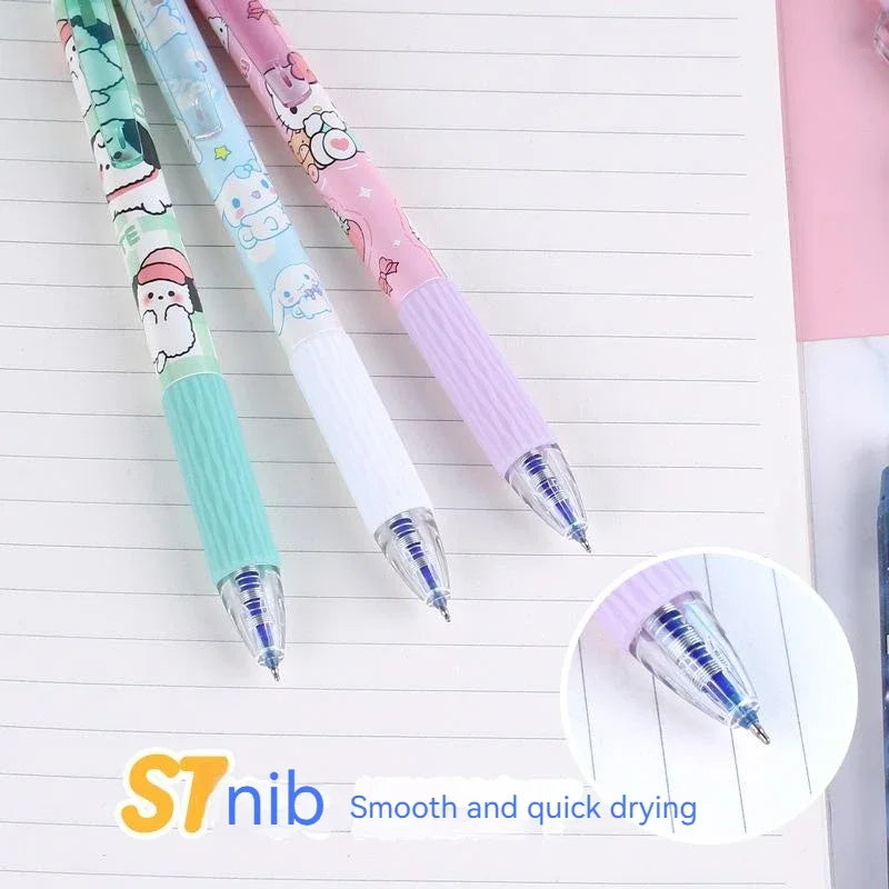 Sanrio 12/24pcs Erasable Gel Pen Cinnamonroll Kuromi Melody 0.5 Blue Student Writing Quick-drying Cute Stationery Girl Gift Pen