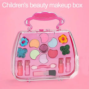 17PCS Makeup Set Portable Box Washable Cosmetic Suitcase Kit DIY Role Play Fashion Beauty Toy Birthday Gift